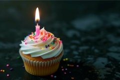 Moist Birthday cupcake. Generate Ai Product Image 1