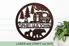 Camping bear name round Sign SVG Laser Cut Template Product Image 1