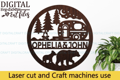 Camping bear name round Sign SVG Laser Cut Template Product Image 3
