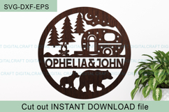 Camping bear name round Sign SVG Laser Cut Template Product Image 4