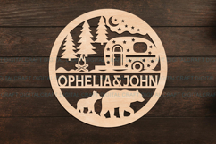Camping bear name round Sign SVG Laser Cut Template Product Image 5
