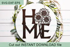 Sunflower Home Sign SVG Laser Cutout door hanger Product Image 4