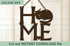 Home Cat Sign SVG Laser Cut out door hanger Product Image 3