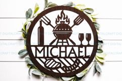BBQ Barbecue name round Sign SVG Laser Cut file Product Image 1