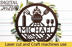 BBQ Barbecue name round Sign SVG Laser Cut file Product Image 3