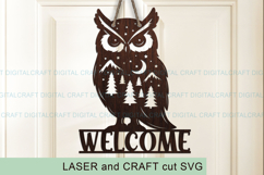 Owl Welcome Sign SVG Laser Cut out template Product Image 2