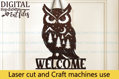 Owl Welcome Sign SVG Laser Cut out template Product Image 3