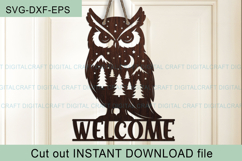 Owl Welcome Sign SVG Laser Cut out template Product Image 4