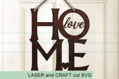 Home Love Sign SVG Laser Cut Template: Door Hanger, Wall Dec Product Image 2