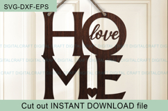 Home Love Sign SVG Laser Cut Template: Door Hanger, Wall Dec Product Image 4