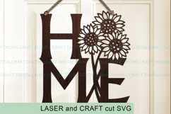 Sunflower Home Sign SVG Laser Cutout door hanger Product Image 2