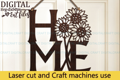 Sunflower Home Sign SVG Laser Cutout door hanger Product Image 3