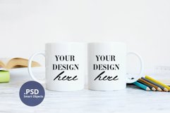2 Teacher mugs mockup, Back to school Double Mugs mockup Product Image 1