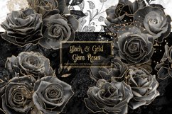 Black and Gold Glam Rose Clipart Product Image 1