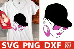 Black Woman with glasses svg, Afro girl svg, Cap svg, Rap Product Image 1