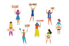 Women protesters. Feminism activists fight for rights or aga Product Image 1