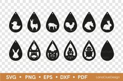 11 Teardrop Farm Animal Earrings Bundle SVG Product Image 2