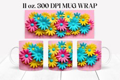 3D 11 oz. Flowers Mug Wrap| 3D Sublimation Mug Wrap Product Image 1