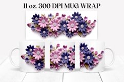 3D 11 oz. Flowers Mug Wrap| 3D Sublimation Mug Wrap Product Image 1