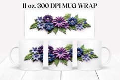 3D 11 oz. Flowers Mug Wrap| 3D Sublimation Mug Wrap Product Image 1