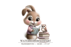 Bookish Bunny Clipart PNG Product Image 1