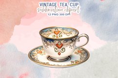 Vintage Tea Cup Sublimation Clipart Product Image 12