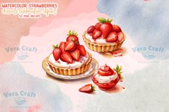Watercolor Strawberries Desserts Sublimation Clipart Product Image 12