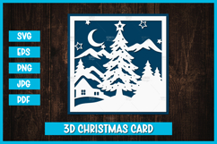 Christmas Greeting Paper Cut Card I Christmas Card SVG Product Image 1