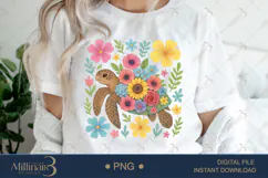 Boho Floral Sea Turtle Watercolor PNG | Ocean Animal Clipart Product Image 2