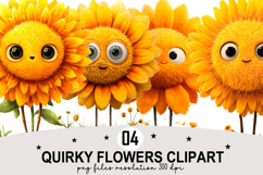Quirky Flowers Clipart Watercolor PNG Product Image 1