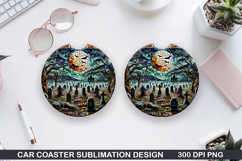 Car coaster sublimation, Halloween Coaster PNG Design Product Image 1