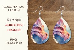Christmas Dragon | Earring Teardrop | Sublimation Design Product Image 1