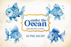 Under the sea Clipart, Fishes Watercolor clipart Product Image 1