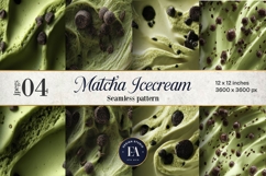 Matcha Ice Cream Pattern, Matcha Dessert Digital Paper Product Image 1