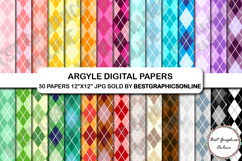 30 Argyle Digital Papers, Rainbow Argyle Backgrounds Paper Product Image 1
