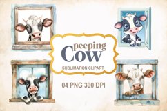Funny Peeping Cow, 3D sublimation clipart Product Image 1