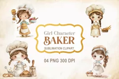 Pastry chef Girl Clipart PNG, Story book characters Product Image 1