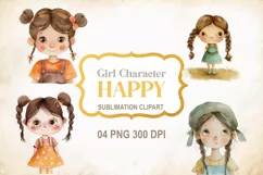 Happy Girl Clipart PNG, Story book characters Product Image 1
