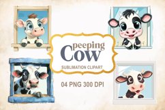 Funny Peeping Cow, 3D sublimation clipart Product Image 1