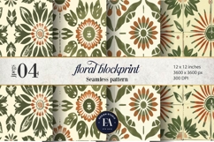 Retro Floral Block Print | Geometric Floral Pattern Product Image 1