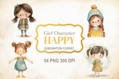 Happy Girl Clipart PNG, Story book characters Product Image 1