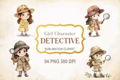 Detective Girl Clipart PNG, Story book characters Product Image 1