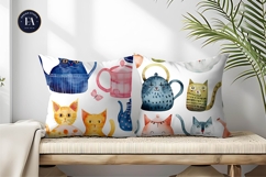 Vintage Watercolor Teapots Seamless Cartoon Digital Paper Product Image 2