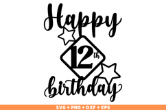 Happy 12th Birthday SVG, Happy Birthday SVG, Birthday shirt Product Image 1