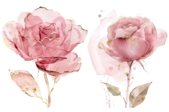 30 Watercolor Rose Clipart, Pink Floral PNG, Wedding Flowers Product Image 12