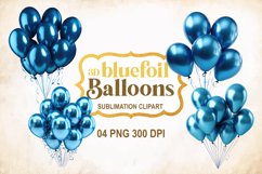 Copper Blue Gold Foil Balloons Sublimation clipart, Balloons Product Image 1