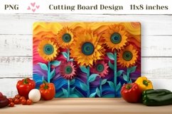 3D Sunflowers Cutting Board, Sunflowers Sublimation Design Product Image 1
