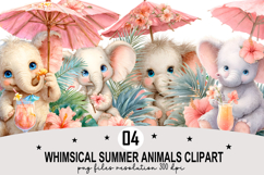 Whimsical Summer Animals Clipart Watercolor PNG Product Image 1