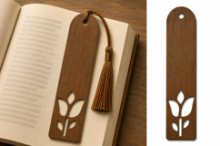 Minimalist Wooden Tulip Flower Bookmark with Tassel for Book Product Image 1