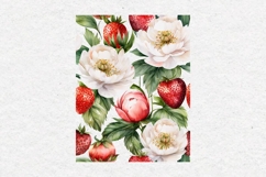 Watercolor Peonies and Strawberries, PNG Product Image 2